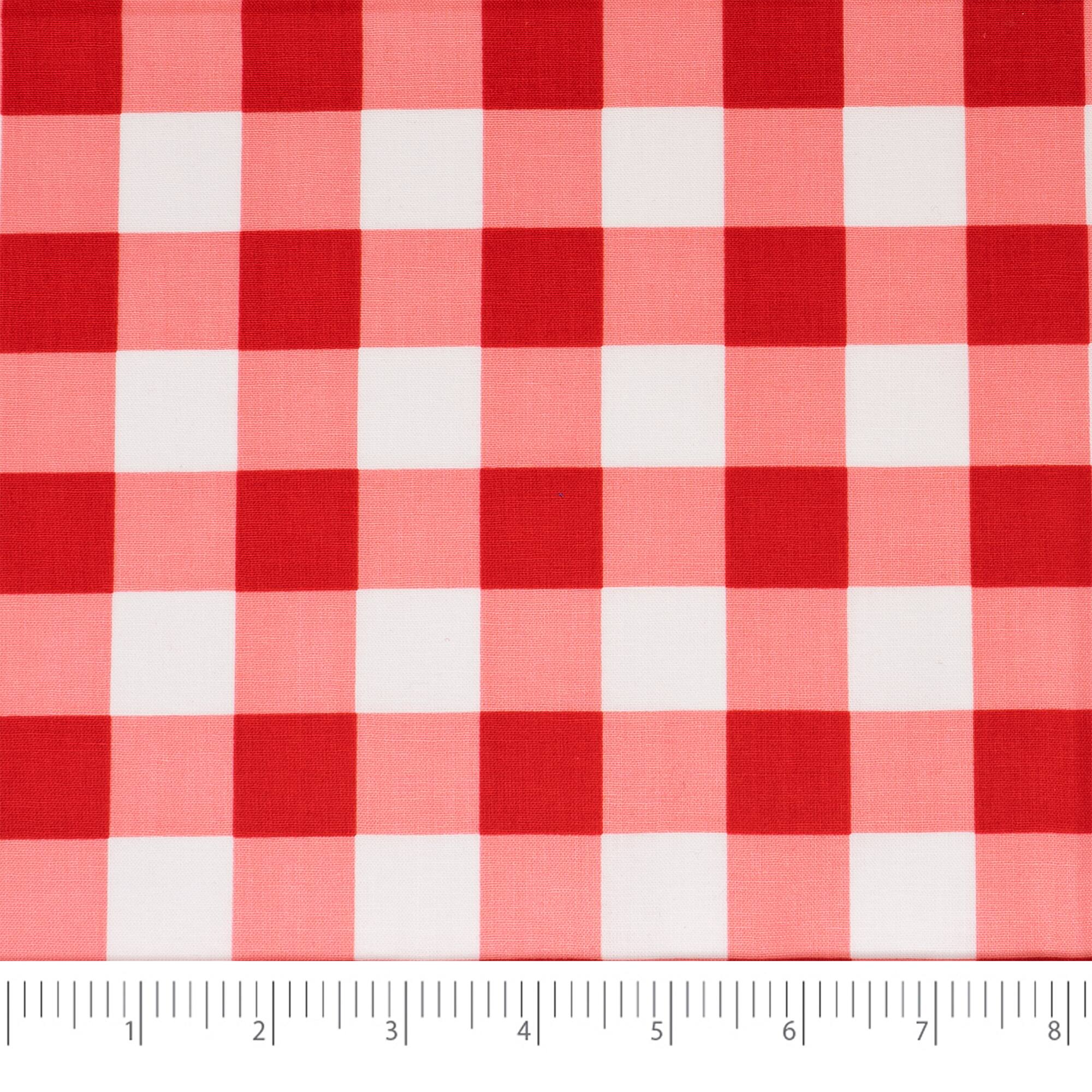 SINGER Red Gingham Print Ringspun Cotton Fabric